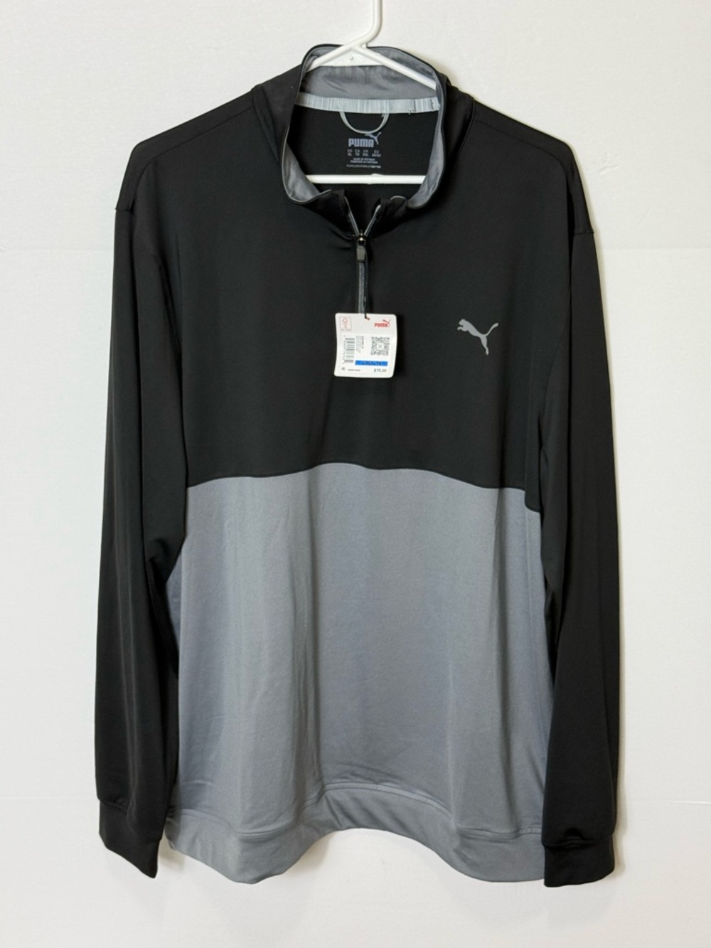 Puma Men’s Black and Gray Half-Zip Golf Pullover